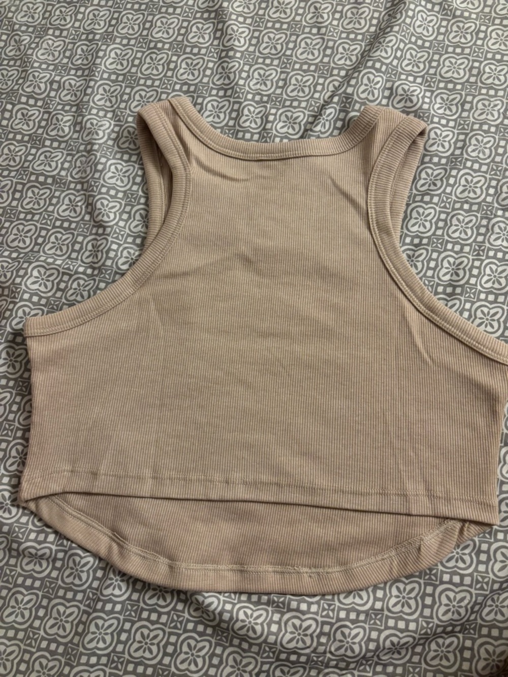 Beige Ribbed Crop Tank - Picture 2 of 3